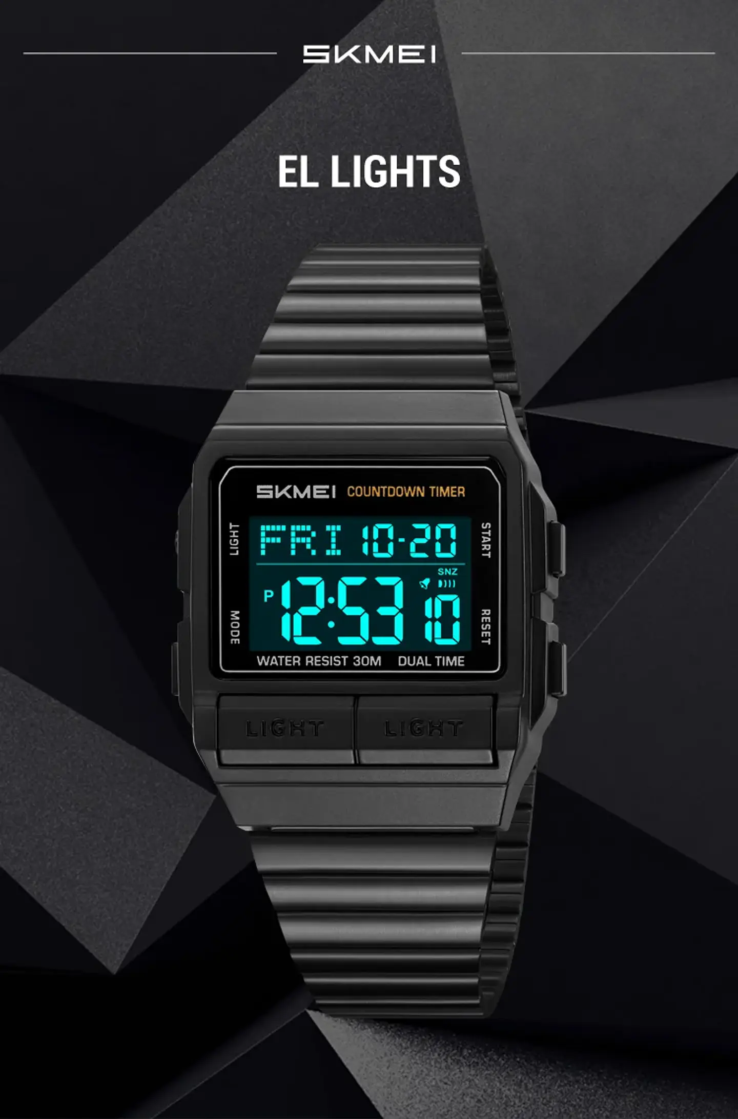 Reloj Electrónico Digital Deportivo SKMEI 2475, Nuevo, Resistente al Agua, para Hombre y Mujer, Diseño Simple, con Luz Nocturna EL, Reloj de Lujo 18