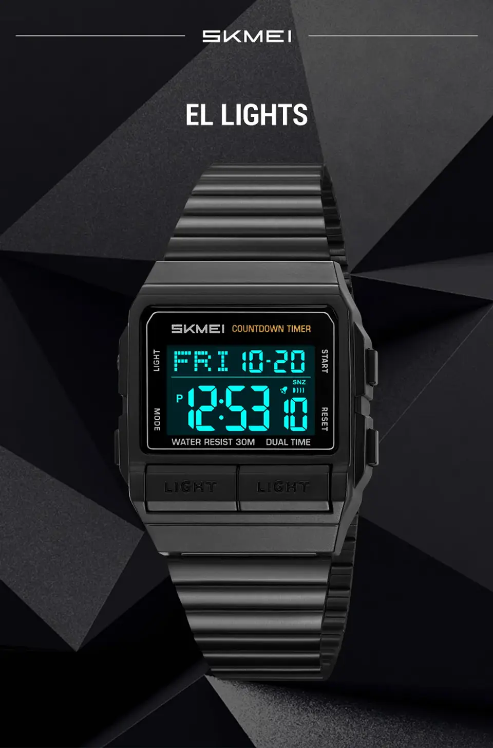 Reloj Electrónico Digital Deportivo SKMEI 2475, Nuevo, Resistente al Agua, para Hombre y Mujer, Diseño Simple, con Luz Nocturna EL, Reloj de Lujo 18