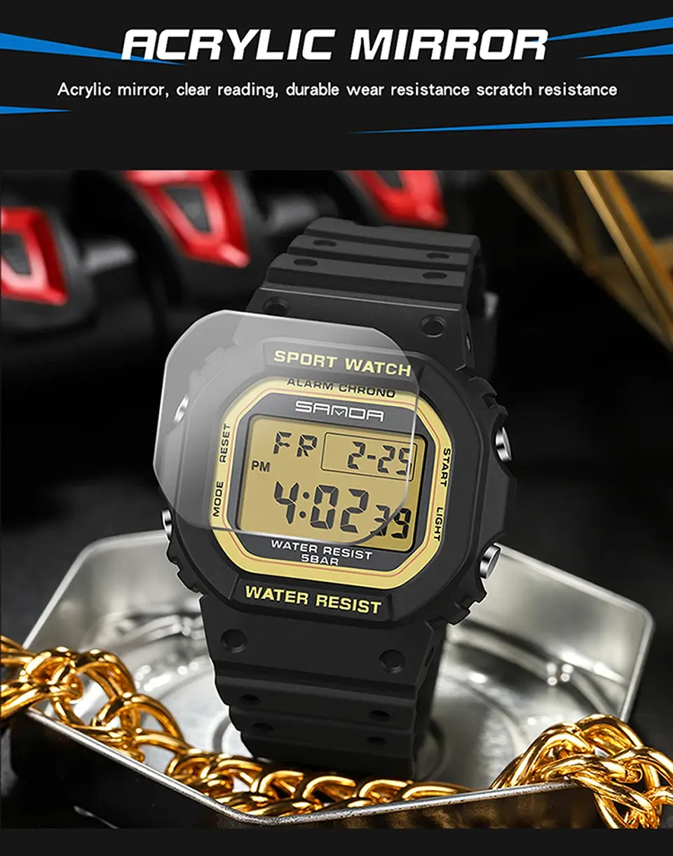 Reloj Digital SANDA de la mejor marca a la moda estilo G para hombre, relojes deportivos impermeables. 21