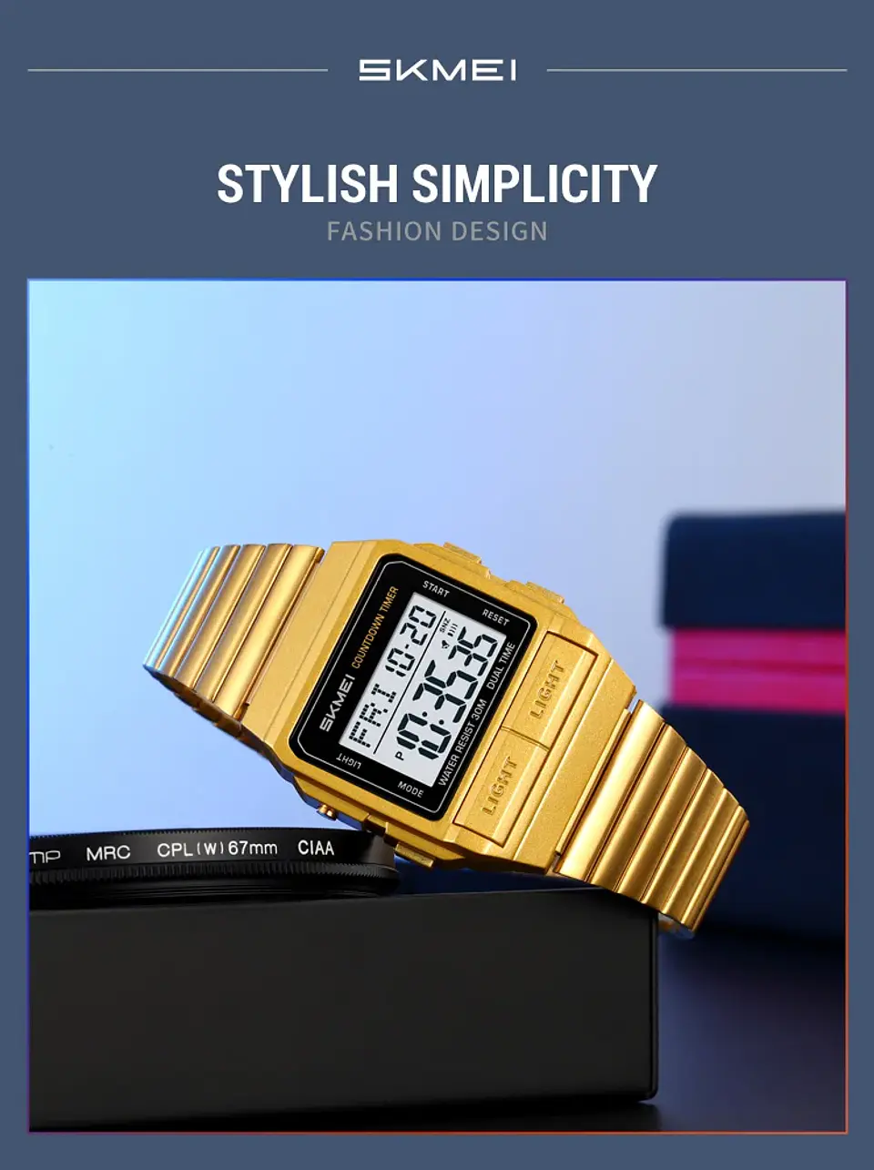 Reloj Electrónico Digital Deportivo SKMEI 2475, Nuevo, Resistente al Agua, para Hombre y Mujer, Diseño Simple, con Luz Nocturna EL, Reloj de Lujo 19