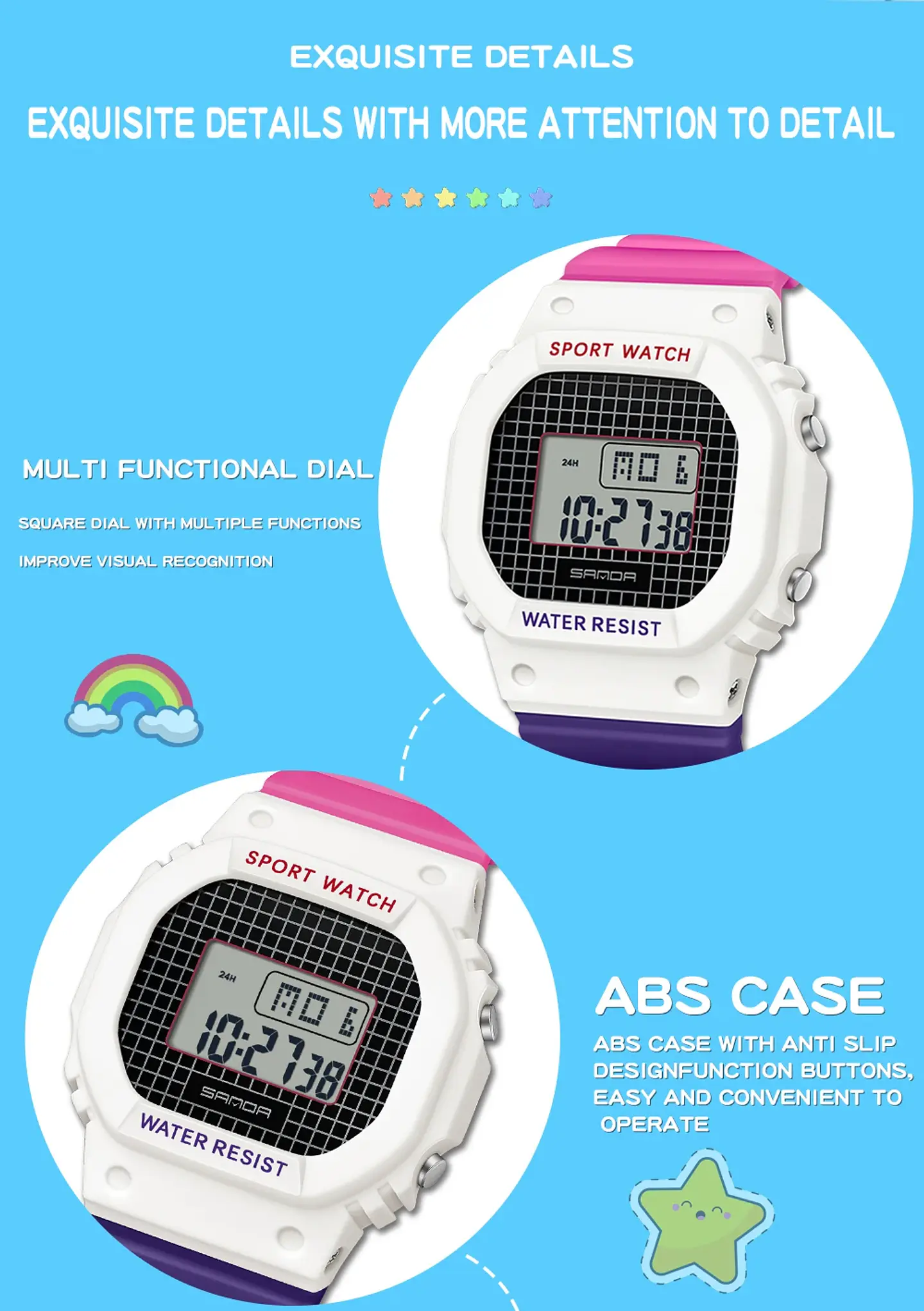 Reloj Digital LED SANDA para niños y niñas, reloj deportivo para niños, reloj electrónico resistente al agua, reloj de regalo informal para niños al aire libre 32