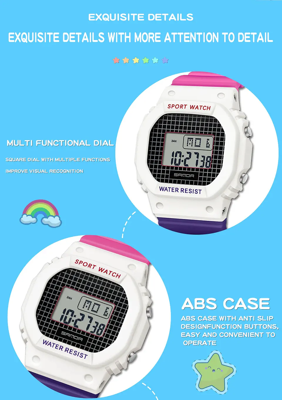 Reloj Digital LED SANDA para niños y niñas, reloj deportivo para niños, reloj electrónico resistente al agua, reloj de regalo informal para niños al aire libre 32
