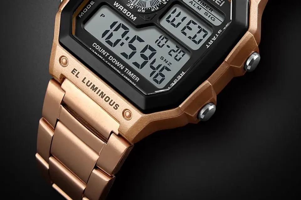Reloj Digital SKMEI 1335 para Hombre, relojes de pulsera electrónicos cronógrafo impermeables deportivos Retro para Hombre, Reloj de acero inoxidable para Hombre 20