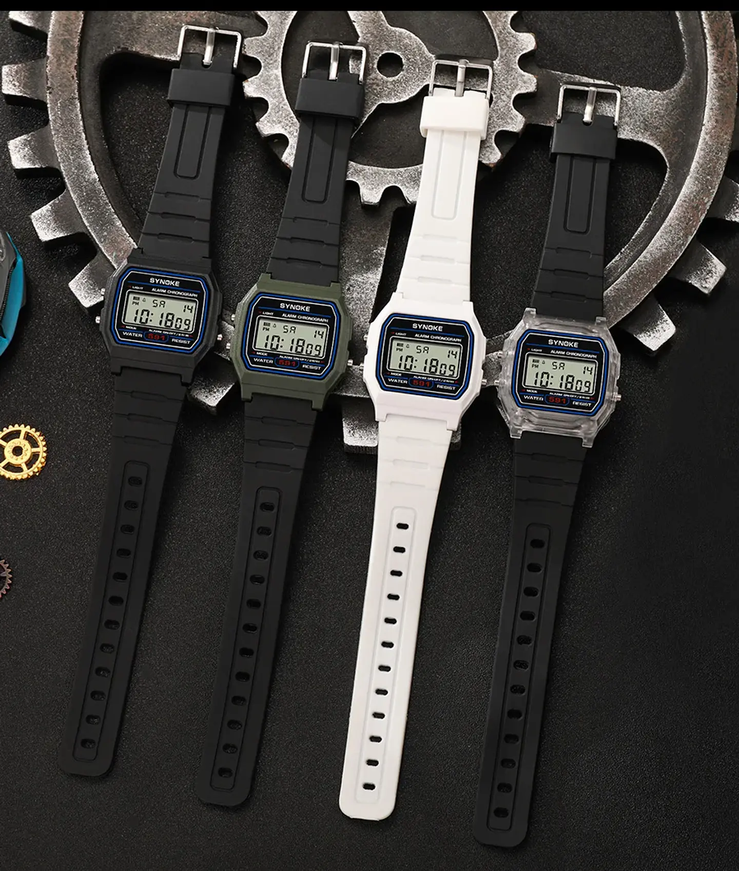 Reloj Digital SYNOKE para estudiantes, reloj deportivo Unisex, reloj deportivo multifunción resistente al agua con LED luminoso, reloj clásico para hombres y mujeres 24