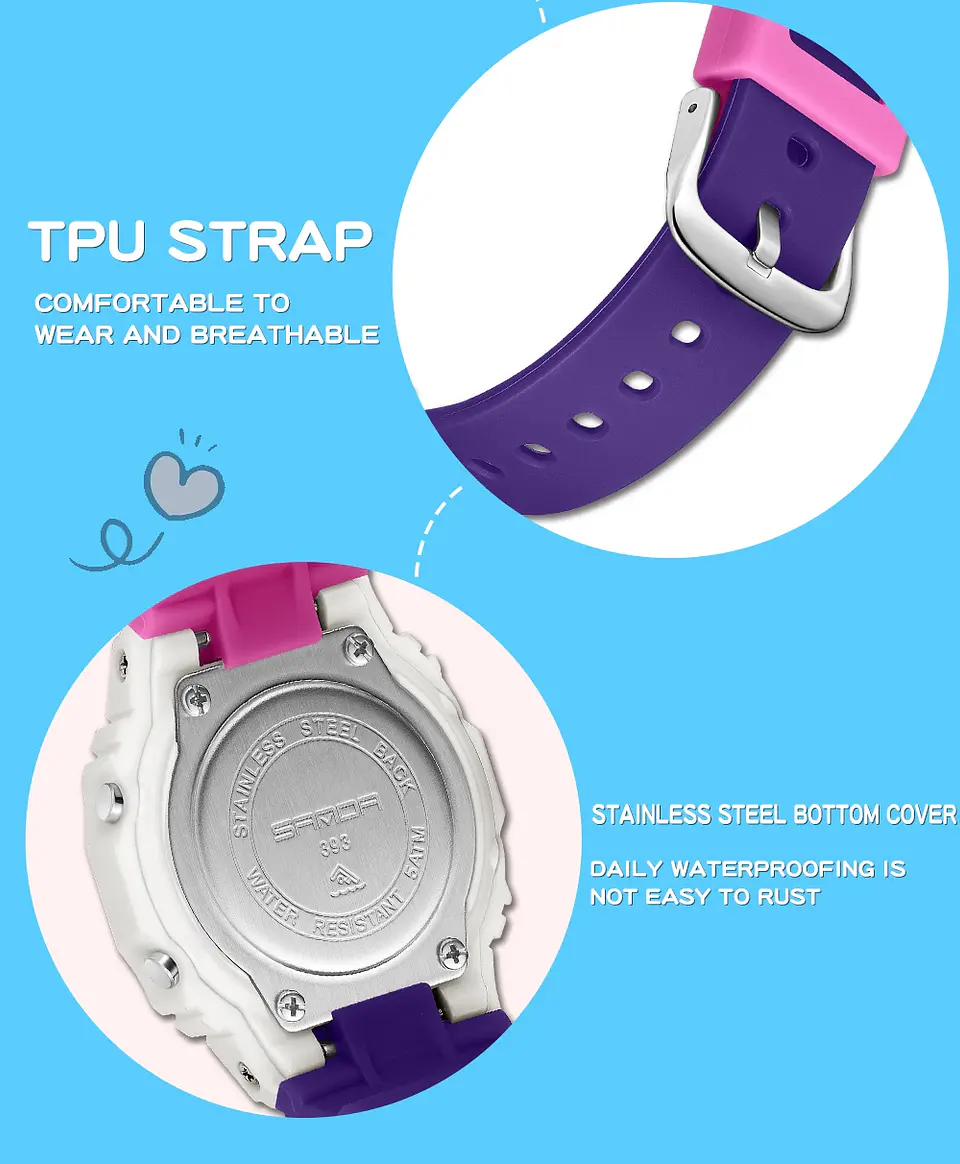 Reloj Digital LED SANDA para niños y niñas, reloj deportivo para niños, reloj electrónico resistente al agua, reloj de regalo informal para niños al aire libre 33