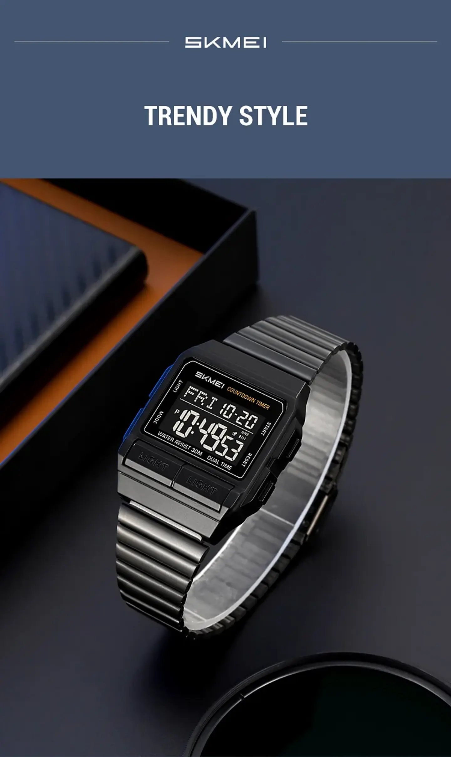 Reloj Electrónico Digital Deportivo SKMEI 2475, Nuevo, Resistente al Agua, para Hombre y Mujer, Diseño Simple, con Luz Nocturna EL, Reloj de Lujo 21