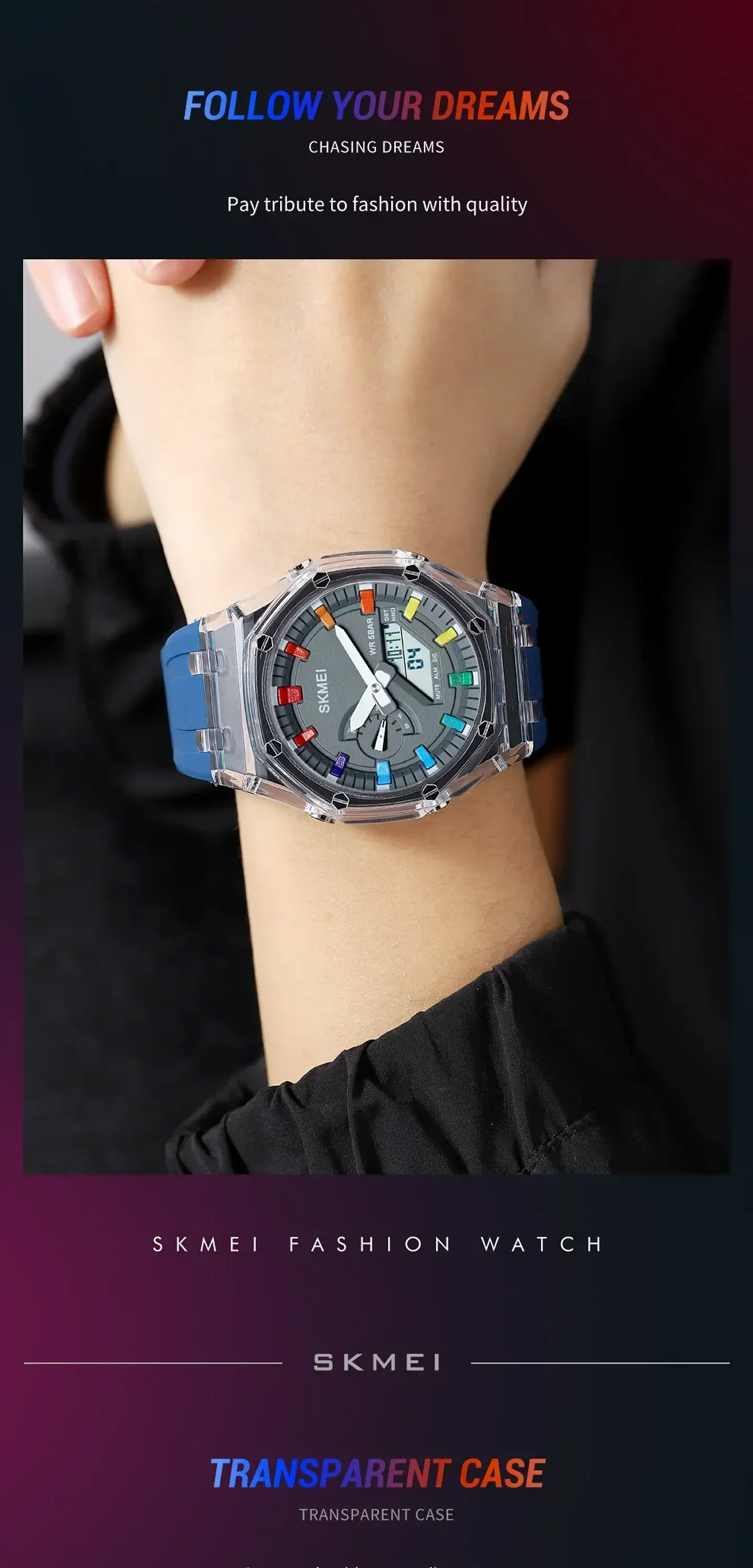 Reloj SKMEI 2100 resistente al agua para hombre, cronómetro de cuenta atrás, luz Led, reloj de pulsera con movimiento electrónico, reloj despertador de 5 horas, relojes digitales 19