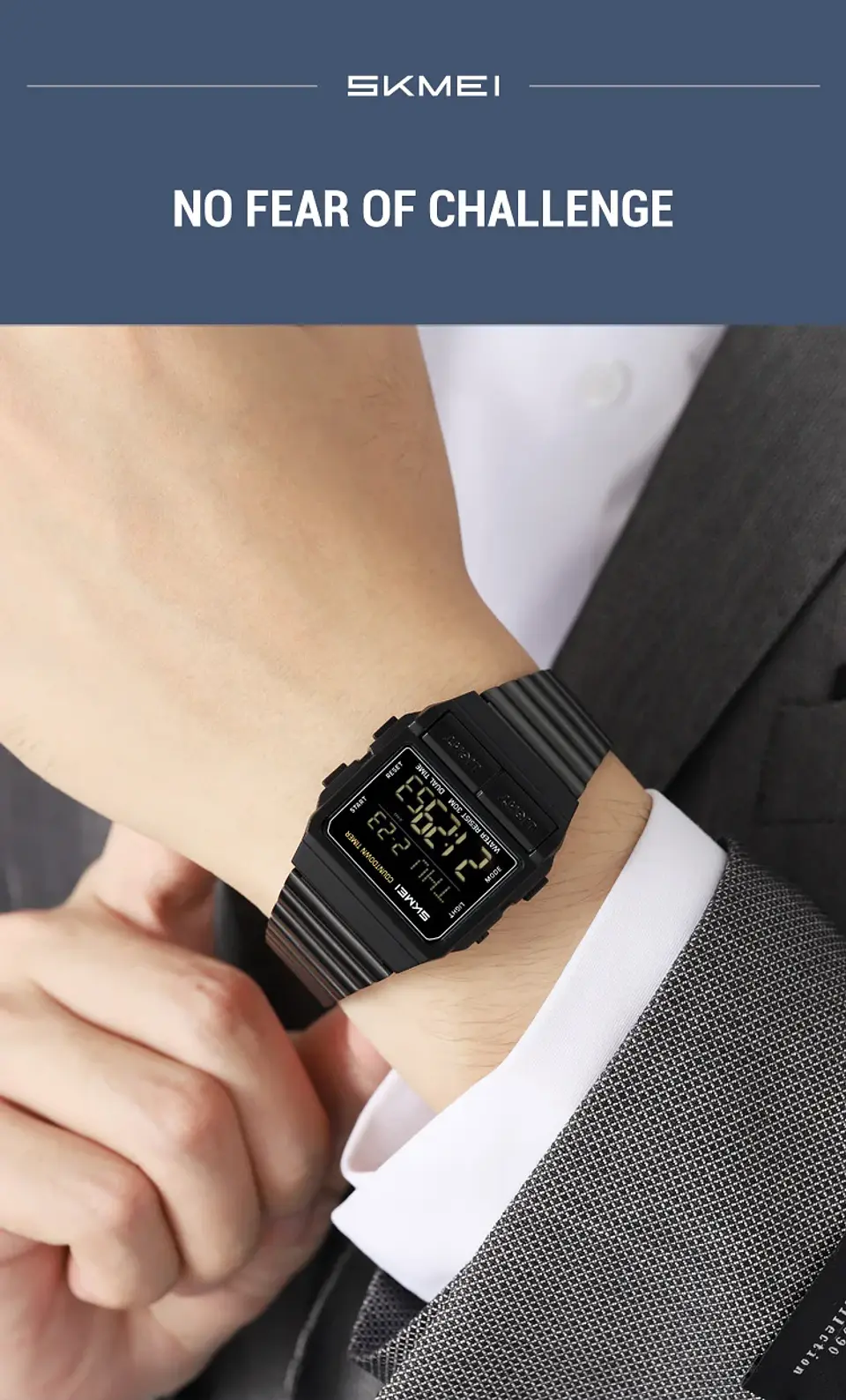 Reloj Electrónico Digital Deportivo SKMEI 2475, Nuevo, Resistente al Agua, para Hombre y Mujer, Diseño Simple, con Luz Nocturna EL, Reloj de Lujo 22