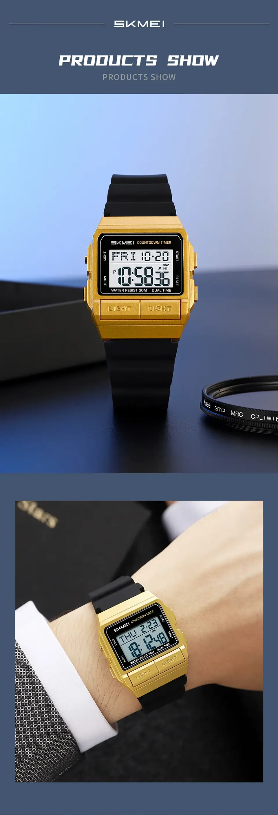 Reloj Electrónico Digital Deportivo SKMEI 2475, Nuevo, Resistente al Agua, para Hombre y Mujer, Diseño Simple, con Luz Nocturna EL, Reloj de Lujo 23