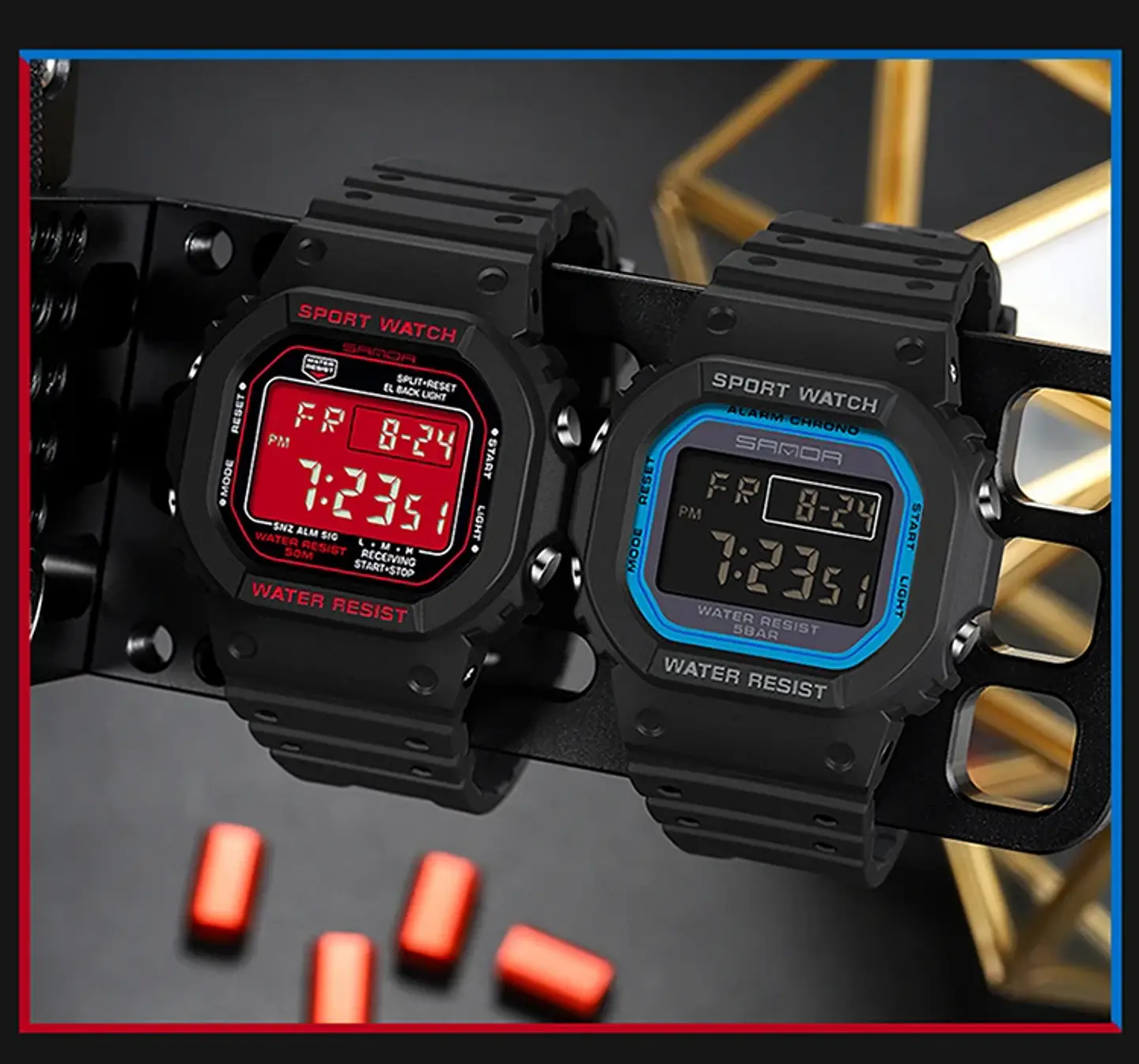 Reloj Digital SANDA de la mejor marca a la moda estilo G para hombre, relojes deportivos impermeables. 23