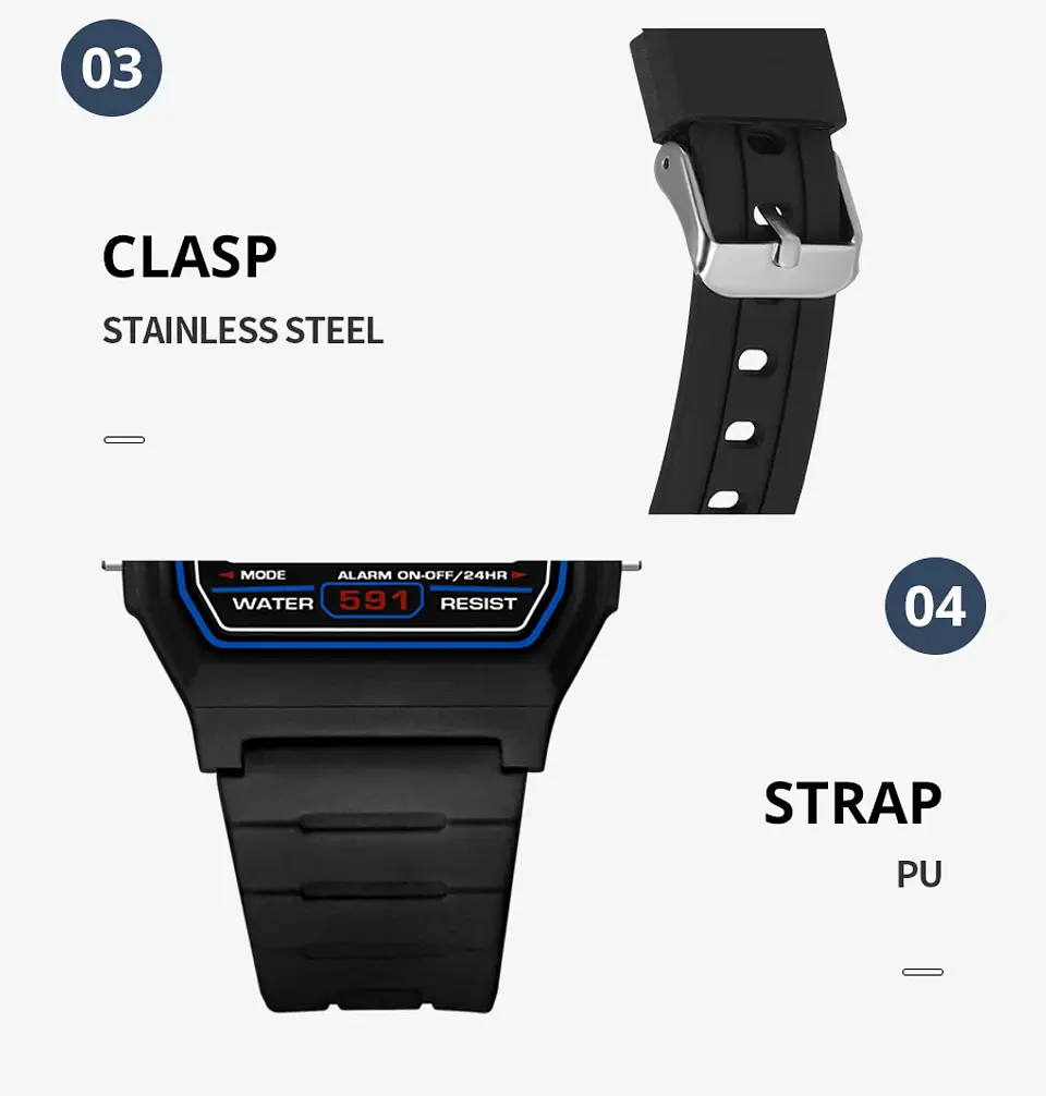 Reloj Digital SYNOKE para estudiantes, reloj deportivo Unisex, reloj deportivo multifunción resistente al agua con LED luminoso, reloj clásico para hombres y mujeres 27