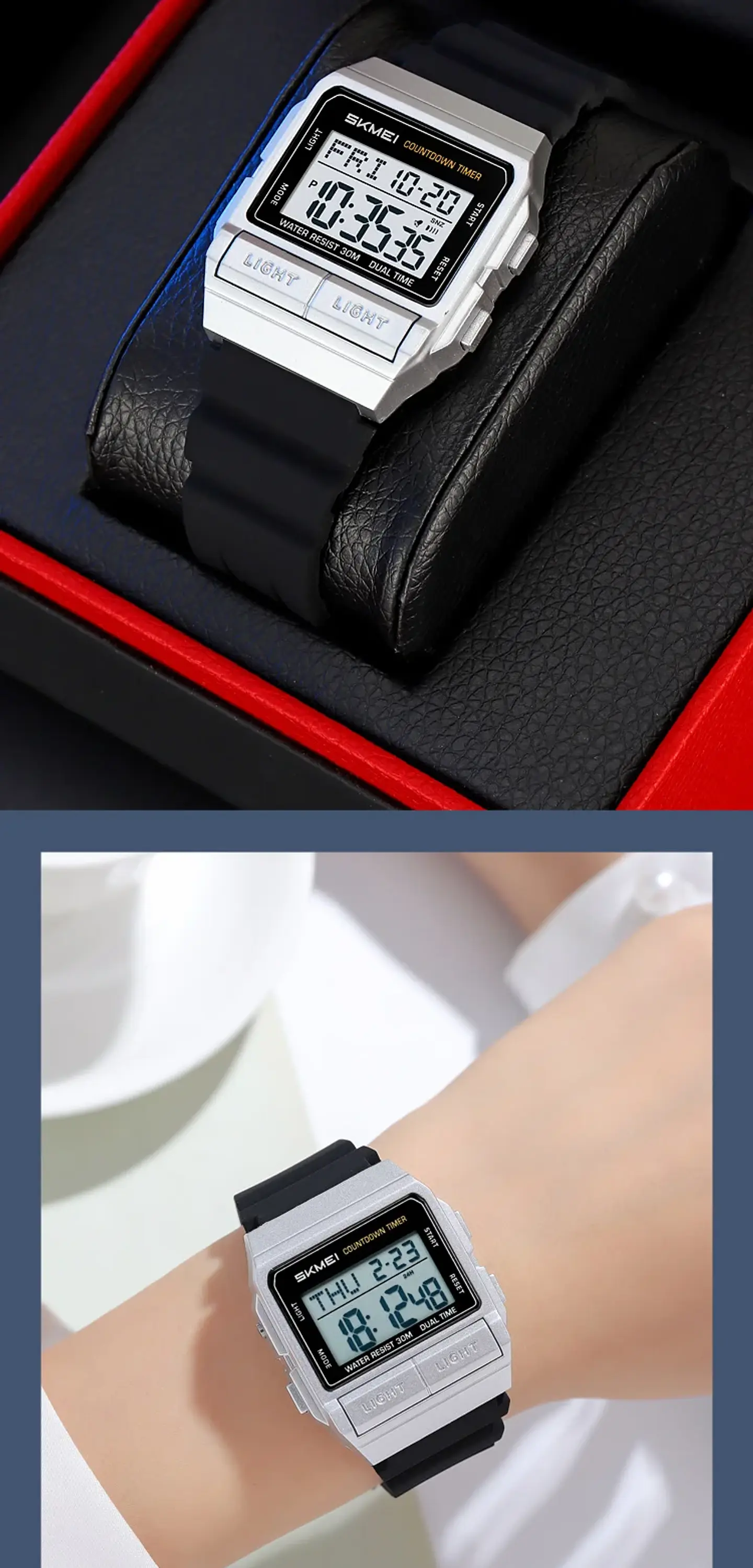 Reloj Electrónico Digital Deportivo SKMEI 2475, Nuevo, Resistente al Agua, para Hombre y Mujer, Diseño Simple, con Luz Nocturna EL, Reloj de Lujo 24