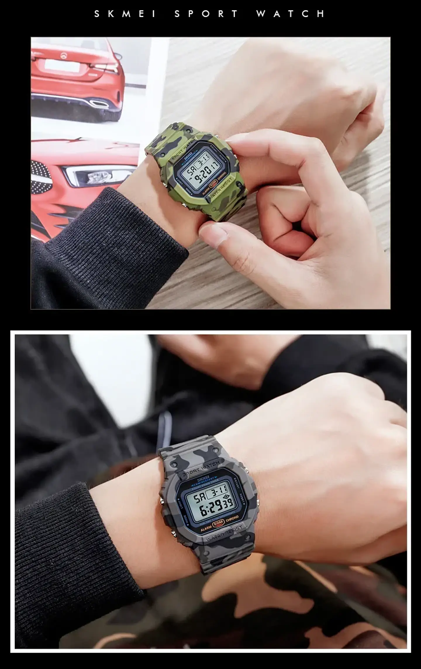 SKMEI 1628 relojes digitales de lujo para Hombre, relojes de pulsera electrónicos deportivos impermeables para Hombre, Reloj con luz trasera militar, Reloj 1988 para Hombre 34
