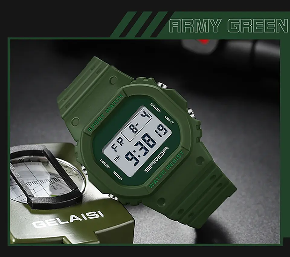 Reloj Digital SANDA de la mejor marca a la moda estilo G para hombre, relojes deportivos impermeables. 24