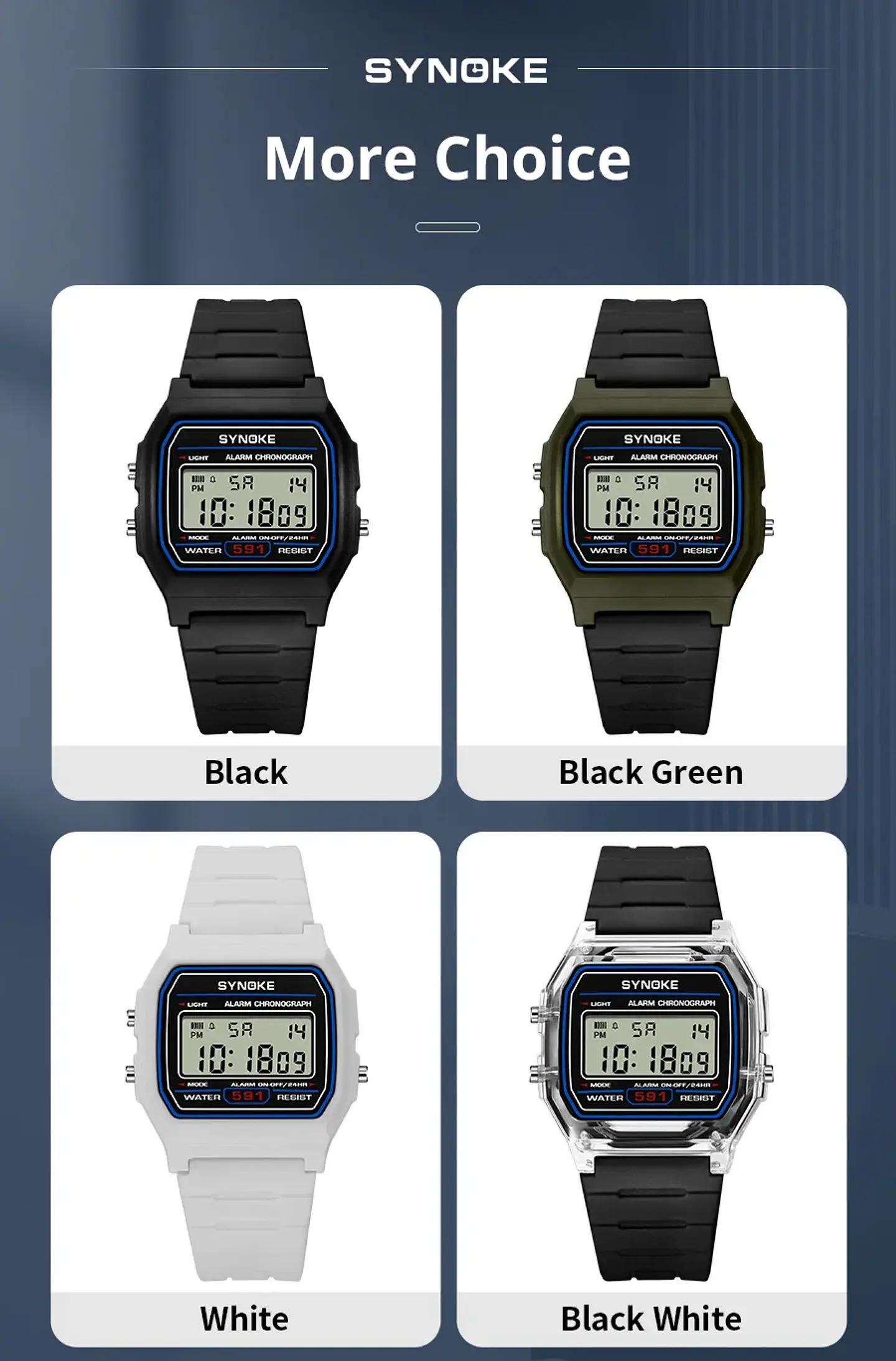 Reloj Digital SYNOKE para estudiantes, reloj deportivo Unisex, reloj deportivo multifunción resistente al agua con LED luminoso, reloj clásico para hombres y mujeres 28