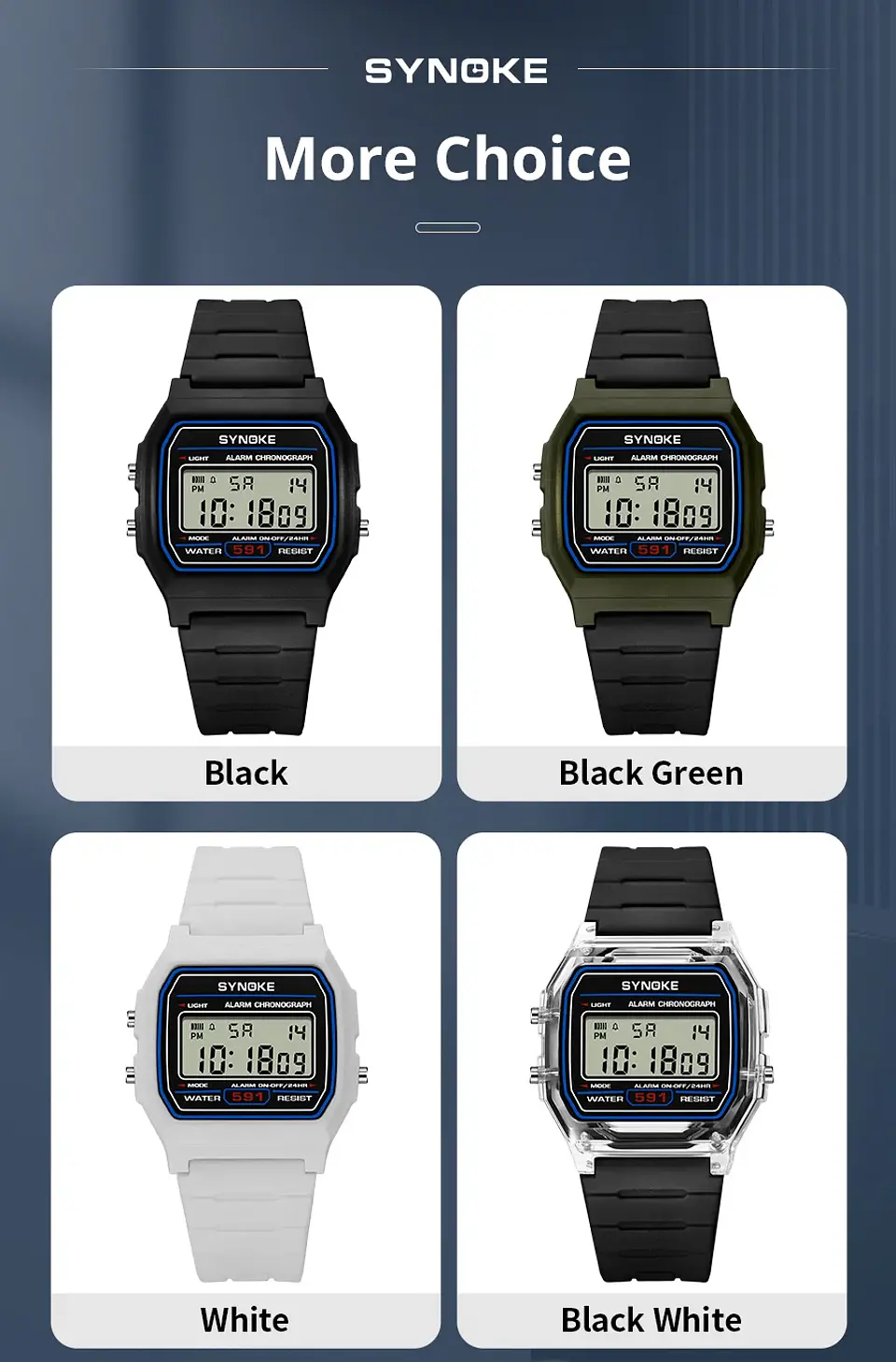 Reloj Digital SYNOKE para estudiantes, reloj deportivo Unisex, reloj deportivo multifunción resistente al agua con LED luminoso, reloj clásico para hombres y mujeres 28