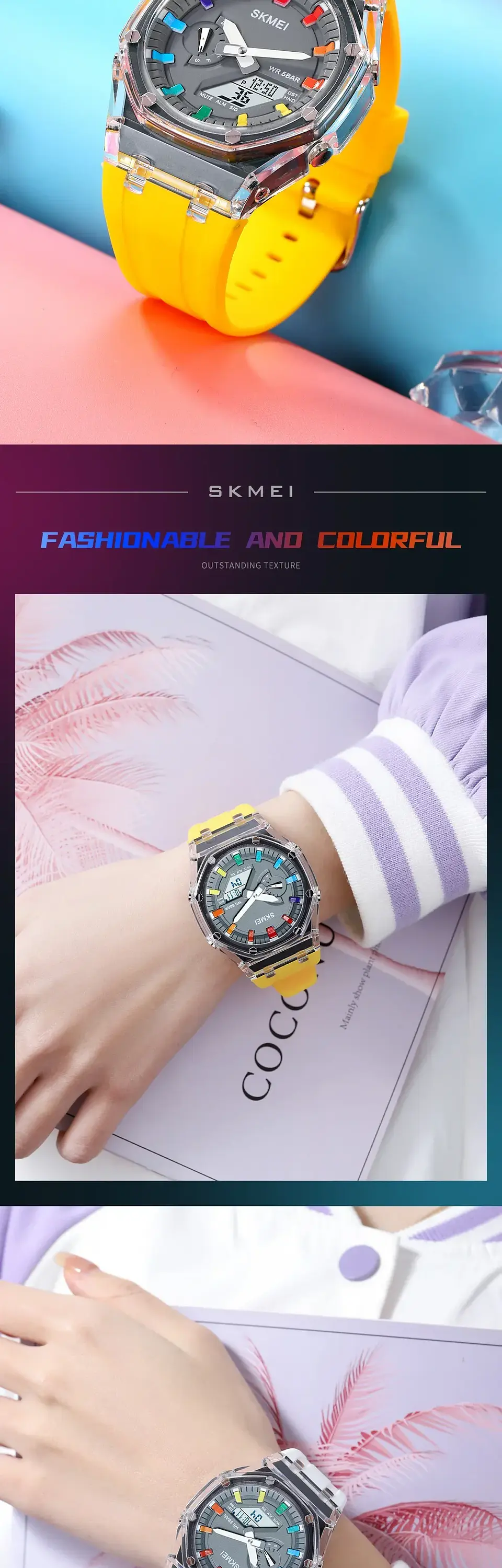 Reloj SKMEI 2100 resistente al agua para hombre, cronómetro de cuenta atrás, luz Led, reloj de pulsera con movimiento electrónico, reloj despertador de 5 horas, relojes digitales 20