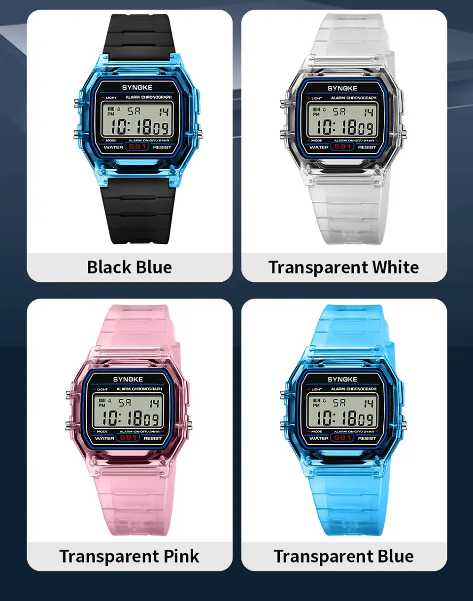 Reloj Digital SYNOKE para estudiantes, reloj deportivo Unisex, reloj deportivo multifunción resistente al agua con LED luminoso, reloj clásico para hombres y mujeres 29