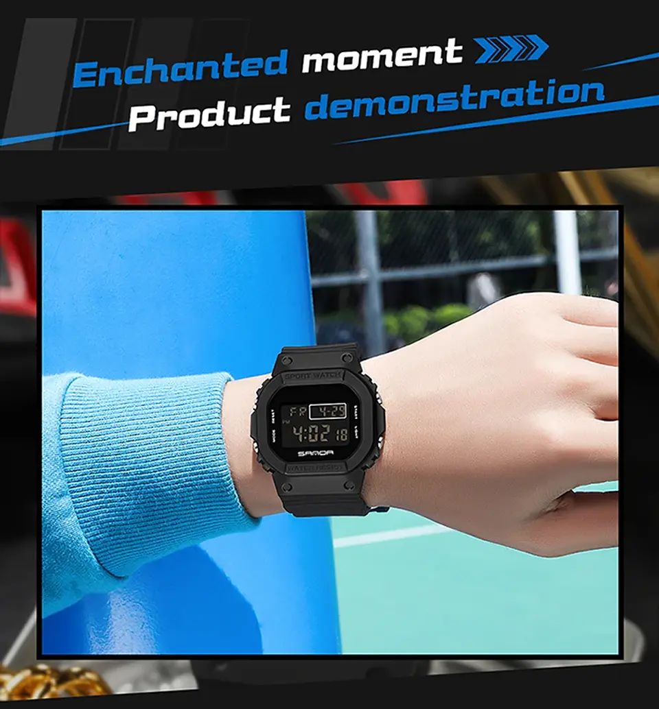 Reloj Digital SANDA de la mejor marca a la moda estilo G para hombre, relojes deportivos impermeables. 26