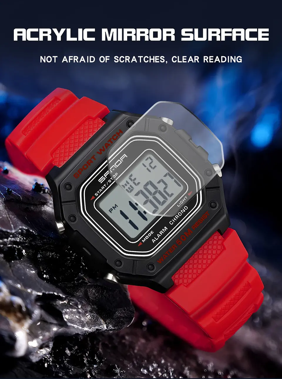 SANDA 2156 reloj de moda para hombre, relojes deportivos militares resistentes al agua, relojes de pulsera digitales Led con esfera grande del ejército, cronómetros para hombre 25