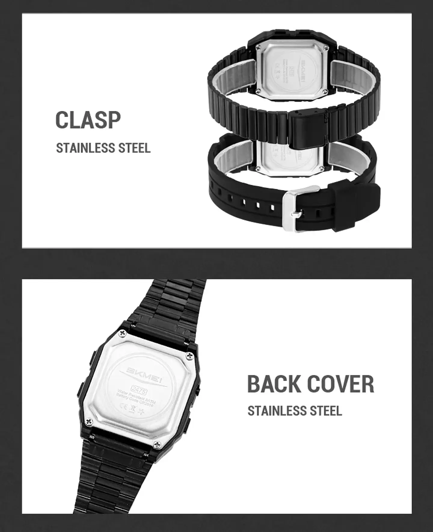 Reloj Electrónico Digital Deportivo SKMEI 2475, Nuevo, Resistente al Agua, para Hombre y Mujer, Diseño Simple, con Luz Nocturna EL, Reloj de Lujo 28