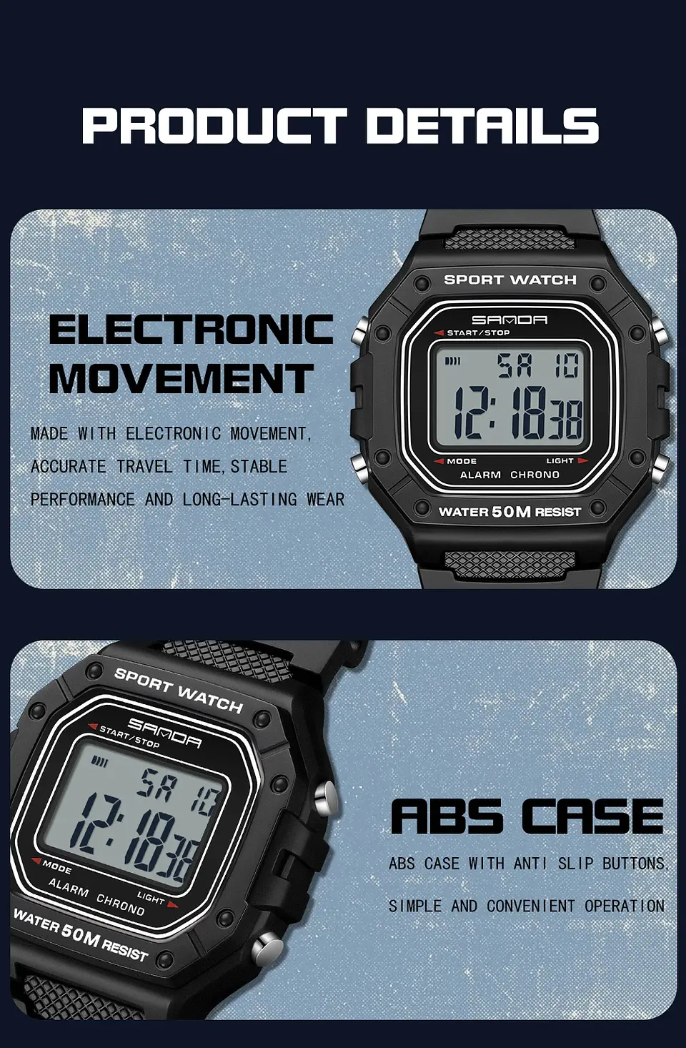 SANDA 2156 reloj de moda para hombre, relojes deportivos militares resistentes al agua, relojes de pulsera digitales Led con esfera grande del ejército, cronómetros para hombre 26