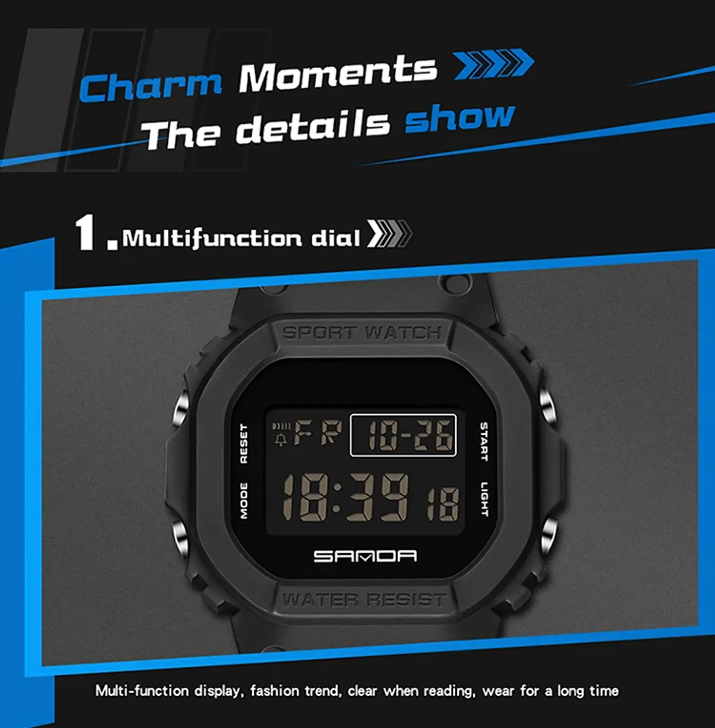 Reloj Digital SANDA de la mejor marca a la moda estilo G para hombre, relojes deportivos impermeables. 32