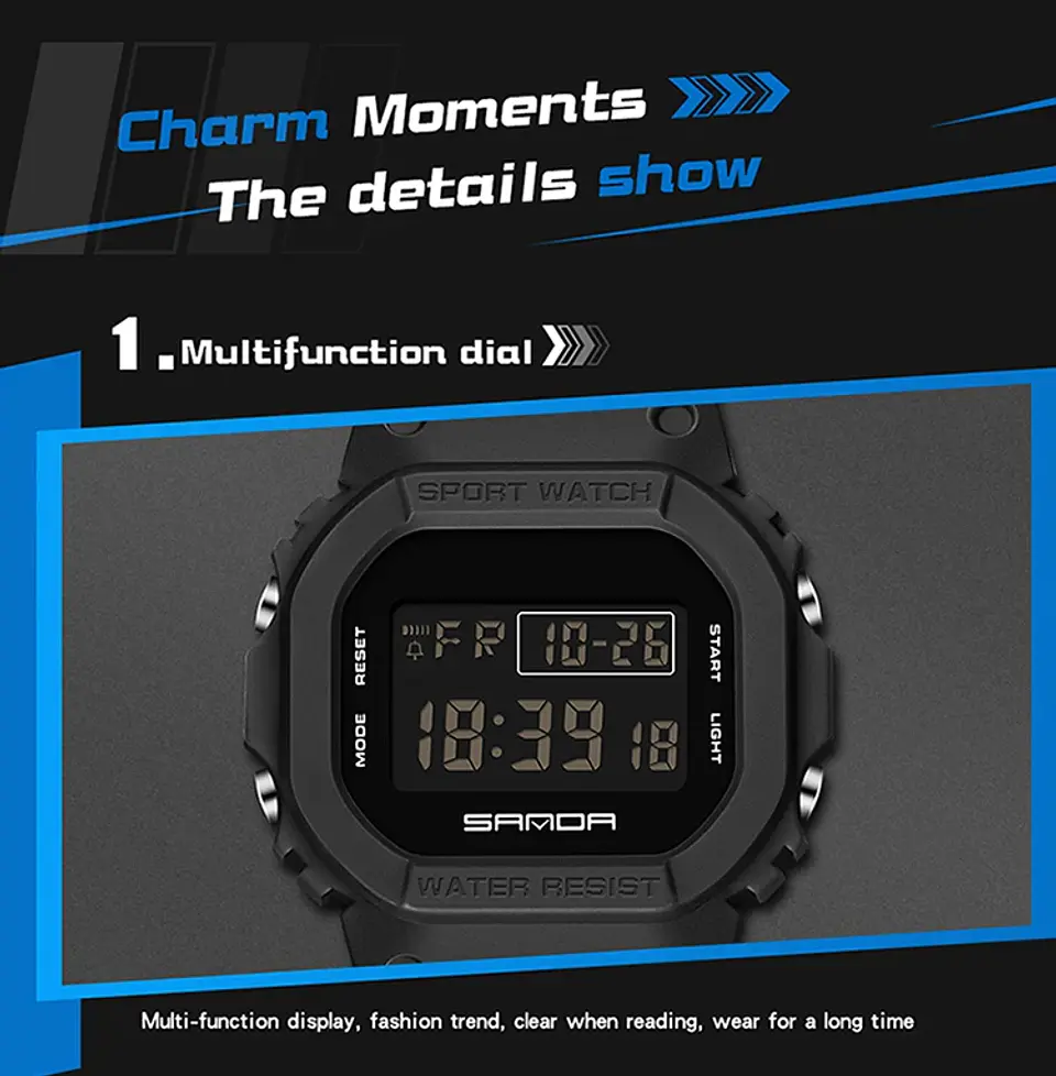 Reloj Digital SANDA de la mejor marca a la moda estilo G para hombre, relojes deportivos impermeables. 32