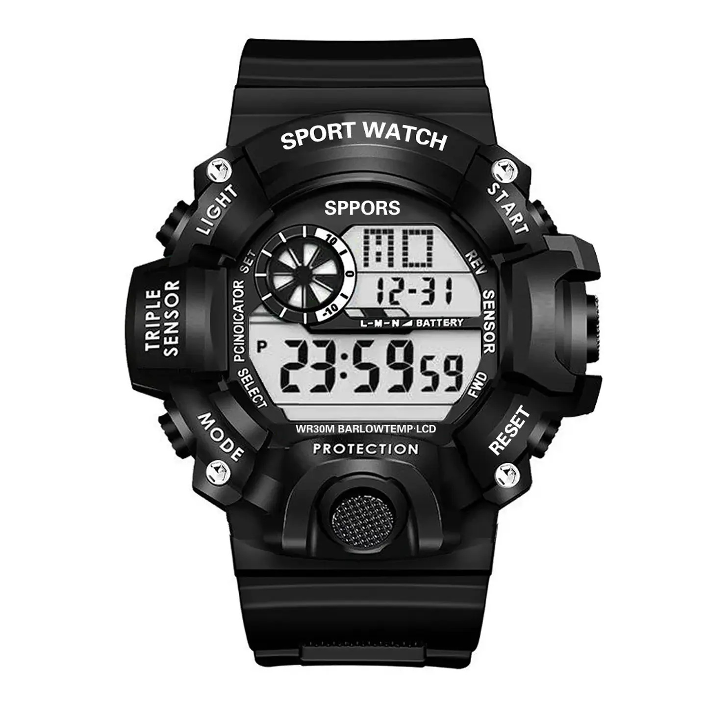 Reloj de pulsera electrónico deportivo a la moda para hombre, Esfera Grande, multifuncional, resistente al agua, alarma luminosa, reloj militar para niños y hombres 36