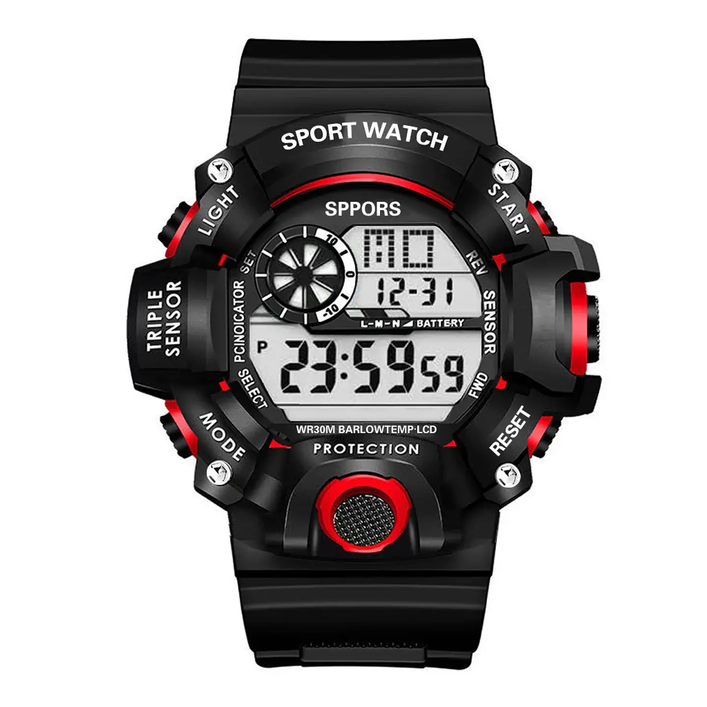 Reloj de pulsera electrónico deportivo a la moda para hombre, Esfera Grande, multifuncional, resistente al agua, alarma luminosa, reloj militar para niños y hombres 37