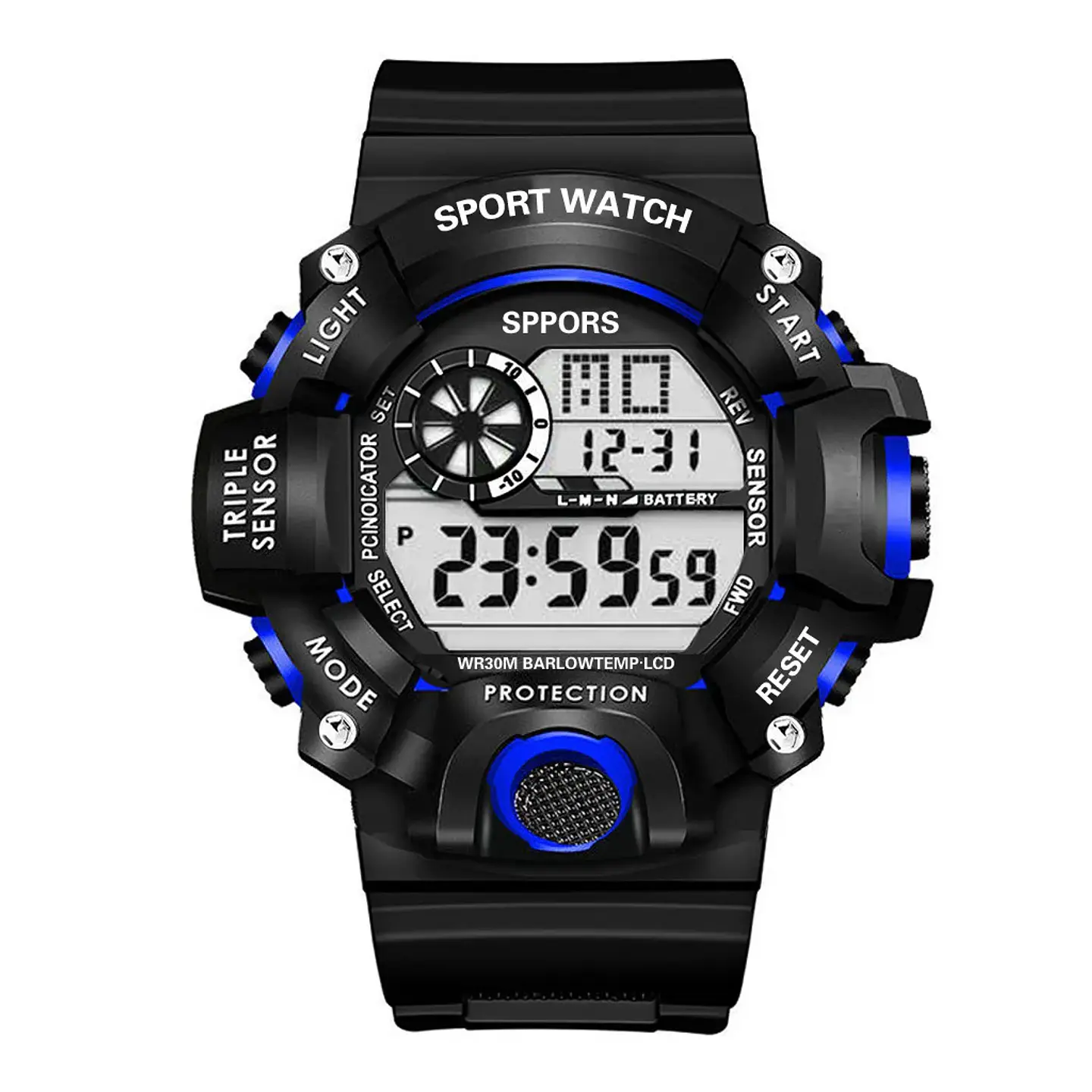 Reloj de pulsera electrónico deportivo a la moda para hombre, Esfera Grande, multifuncional, resistente al agua, alarma luminosa, reloj militar para niños y hombres 38