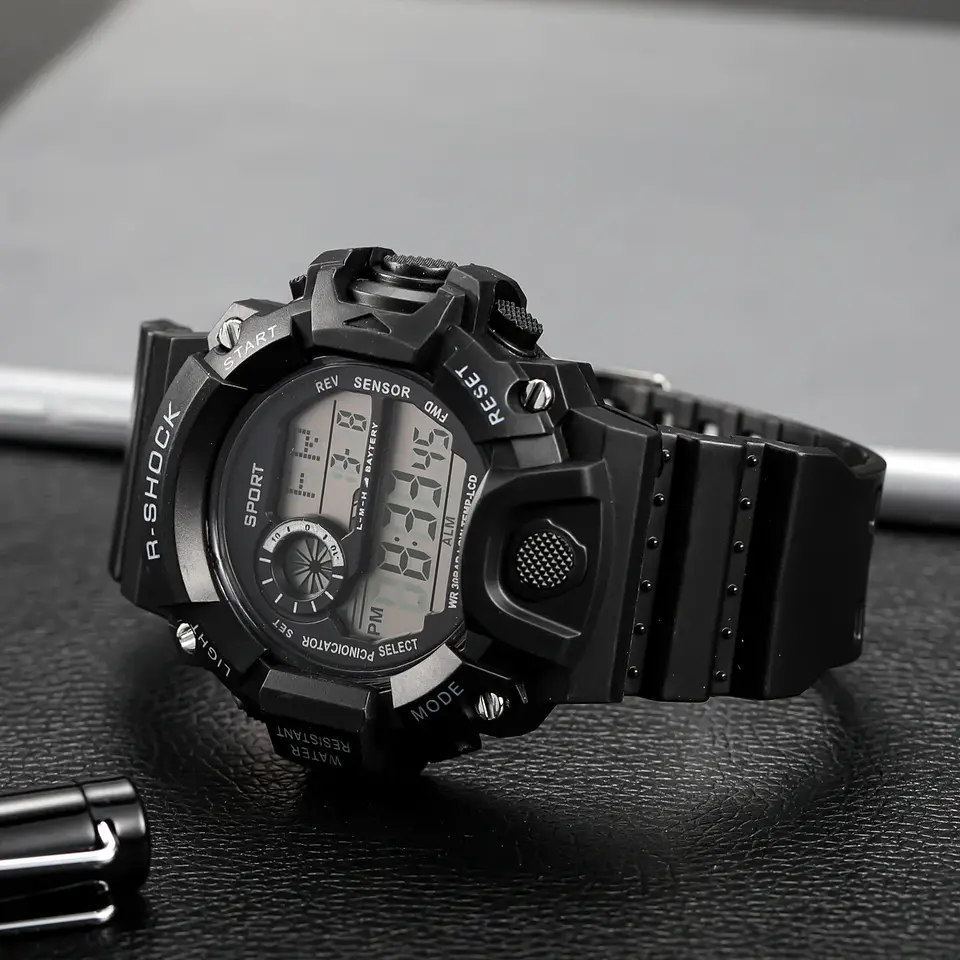 Reloj de pulsera electrónico deportivo a la moda para hombre, Esfera Grande, multifuncional, resistente al agua, alarma luminosa, reloj militar para niños y hombres 43