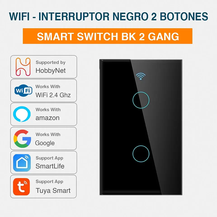 WiFi - Interruptor Inteligente Táctil Doble - Tuya Smart Life 4
