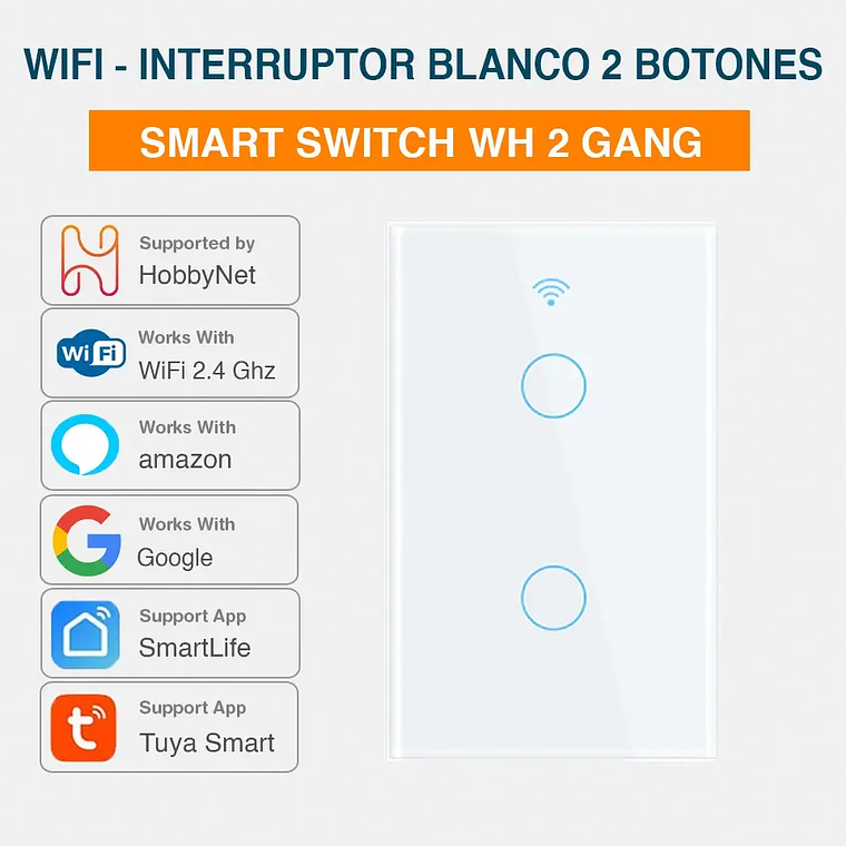 WiFi - Interruptor Inteligente Táctil Doble - Tuya Smart Life 3
