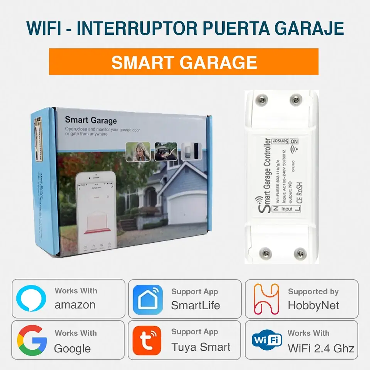 Controlador remoto para abrepuertas de garaje WiFi Paraguay