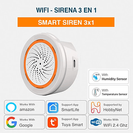 WiFi - Sirena Inteligente Temp & Humedad 100dB - Tuya Smart Life