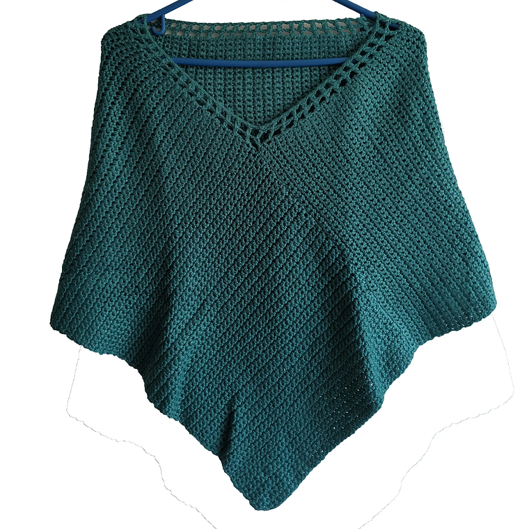 Ruana Colores Verde - Tejido 100% A Mano 1