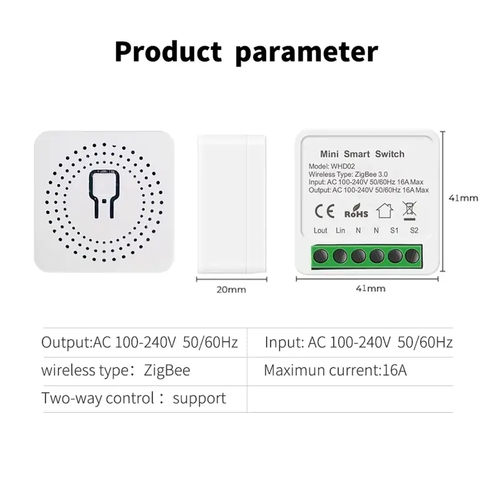 Zigbee - Interruptor Inteligente Mini 16A - Tuya Smart Life