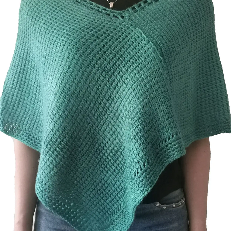 Ruana Color Verde - Tejido 100% A Mano REF B 3