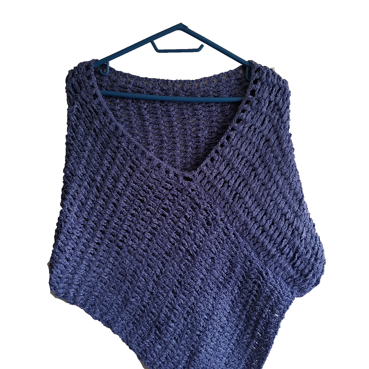 Ruana Color Violeta Oscuro - Tejido 100% A Mano REF D 1