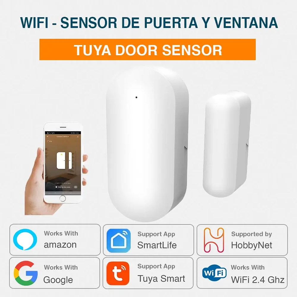 WiFi - Sensor de Apertura de Puertas Y Ventanas - Tuya Smart Life