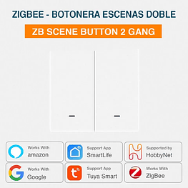 Zigbee - Botonera Interruptor Inteligente Escenas Doble - Tuya Smart Life