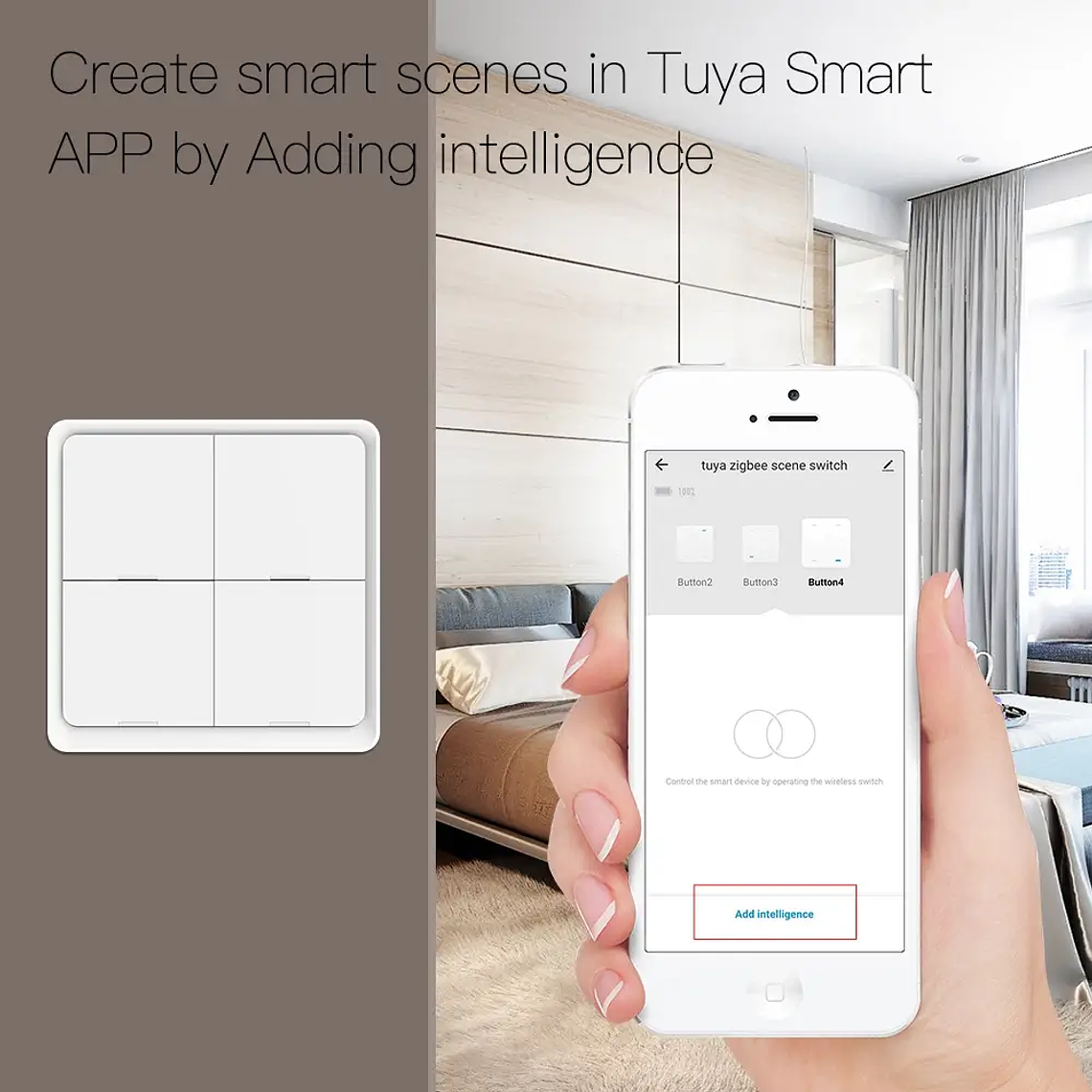 Zigbee - Botonera Interruptor Inteligente Escenas Cuádruple - Tuya Smart Life 2