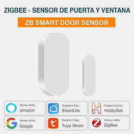 Zigbee - Sensor de Apertura Puertas y Ventanas Batería CR2032 - Tuya Smart Life