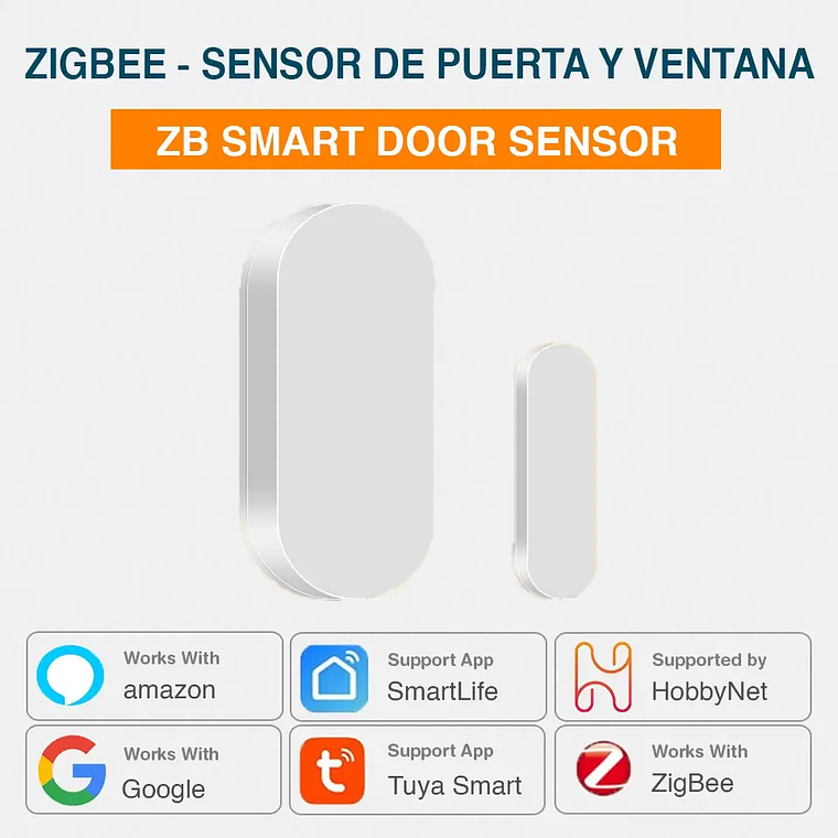 Zigbee - Sensor de Apertura Puertas y Ventanas Batería CR2032 - Tuya Smart Life 1
