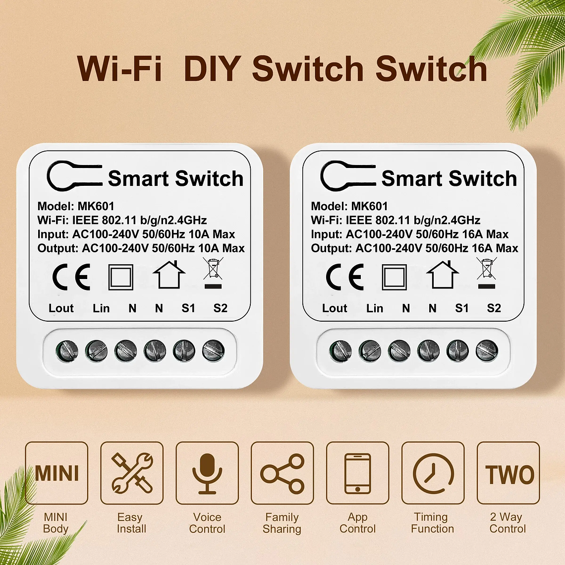 WiFi - Mini Smart Switch Interruptor Inteligente 16A - Tuya Smart Life 2