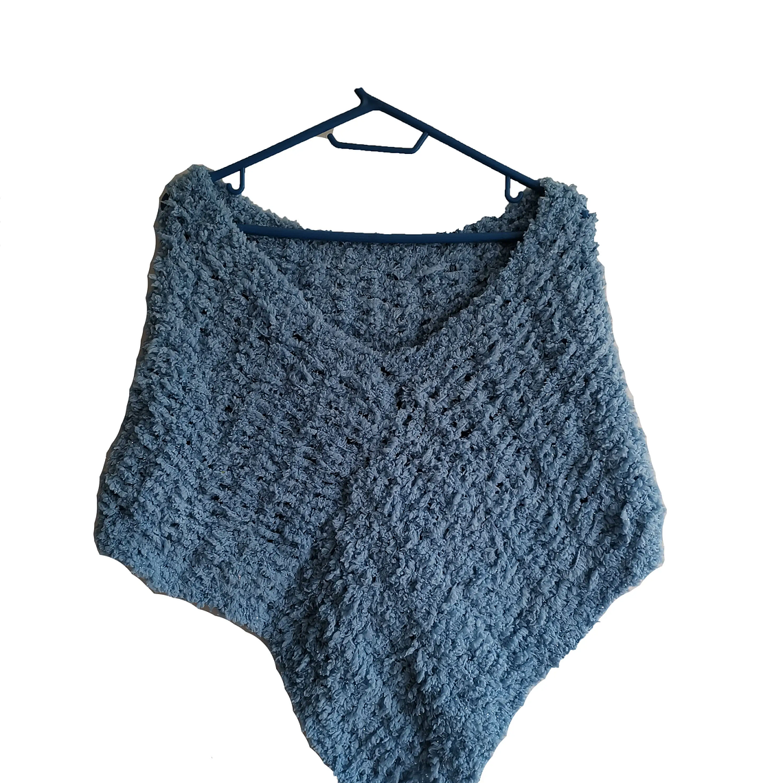 Ruana Color Azul - Tejido 100% A Mano REF A 1