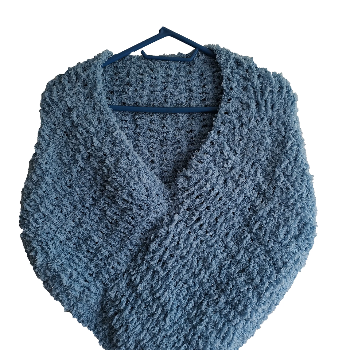 Ruana Color Azul Cielo - Tejido 100% A Mano 1