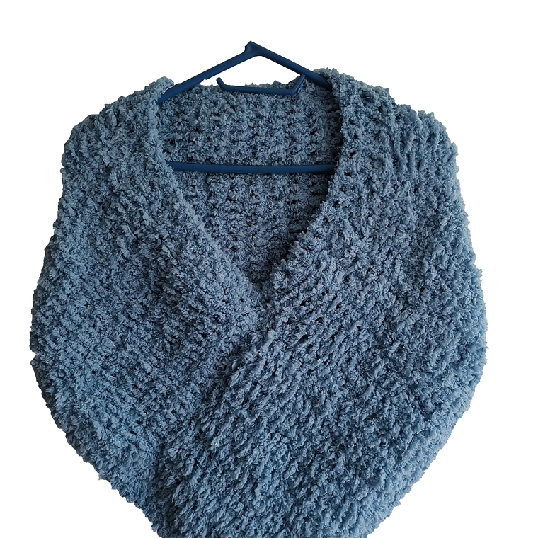 Ruana Color Azul Cielo - Tejido 100% A Mano 1