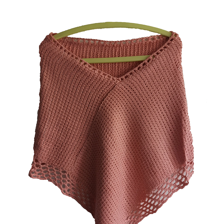 Ruana Color Guayaba - Tejido 100% A Mano REF E 1